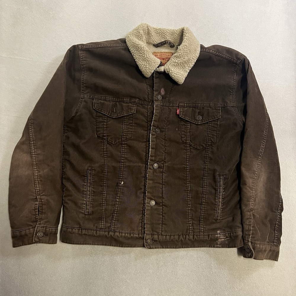 Levi's Jacket Men's XL Brown Corduroy Sherpa Lined Standard Trucker 70520 Skater